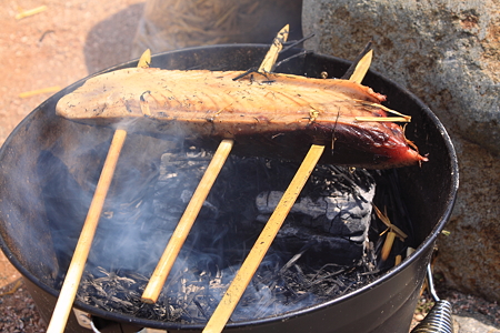 ＢＢＱでの鰹のたたき