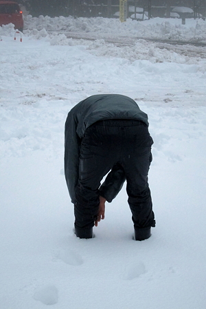 雪の中の○もんさん